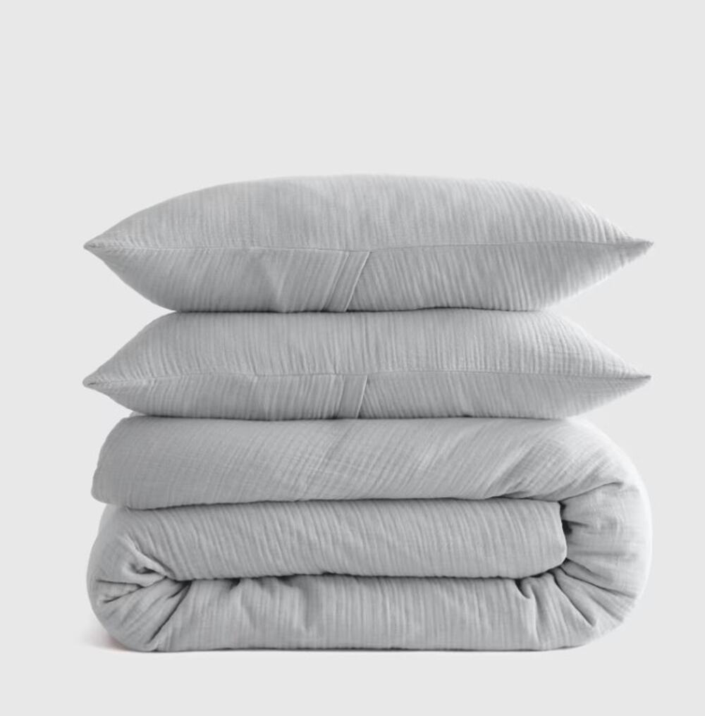 Quince TWIN  Cotton Airy Gauze Duvet Cover + Shams  MIST 100% Organic NEW